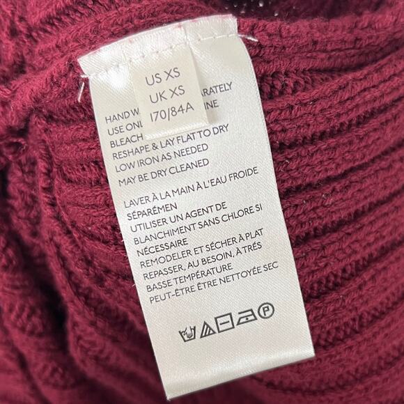 Free People Burgundy Turtleneck Oversized Chunky Knit Sweater Women’s XS - Picture 7 of 8